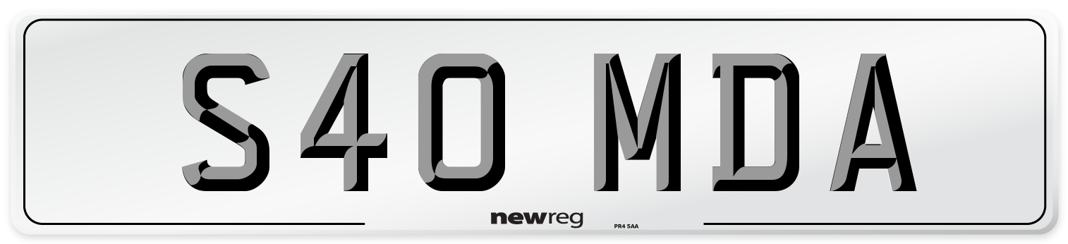 S40 MDA Number Plate from New Reg